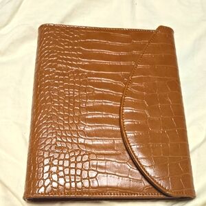 Elegant Tan Crocodile-Embossed STIL 6 Ring A5 Planner NWOT